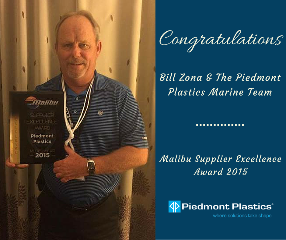 MALIBU BOATS PRESENTS PIEDMONT PLASTICS® WITH SUPPLIER EXCELLENCE AWARD